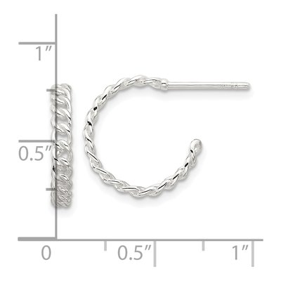 Sterling Silver 16mm Curb Link C- Hoop Earrings – view 5