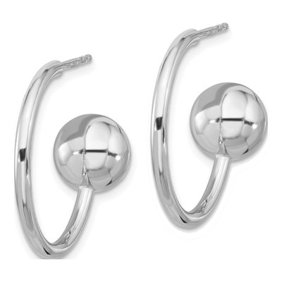Sterling Silver 24mm Ball C- Hoop Earrings – view 3