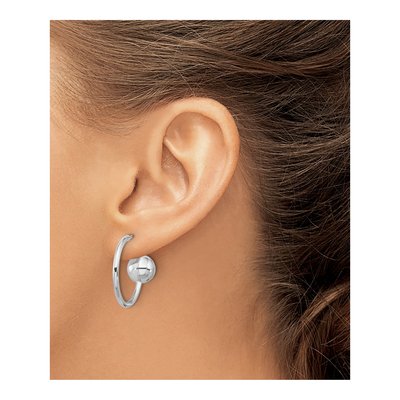 Sterling Silver 24mm Ball C- Hoop Earrings – view 4