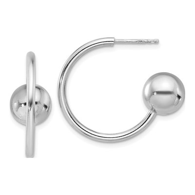 Sterling Silver 24mm Ball C- Hoop Earrings