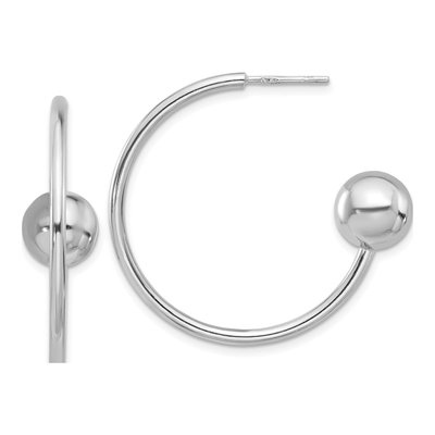 Sterling Silver 35mm Ball C- Hoop Earrings