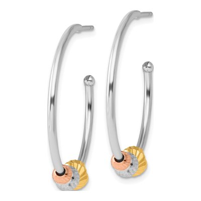 Sterling Silver 30mm Beaded C- Hoop Earrings – view 3