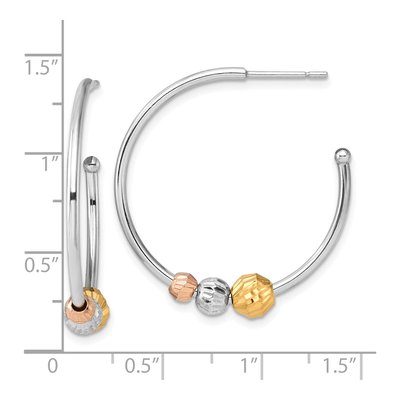 Sterling Silver 30mm Beaded C- Hoop Earrings – view 5