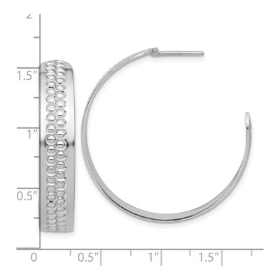 Sterling Silver 35mm Textured C- Hoop Earrings – view 5