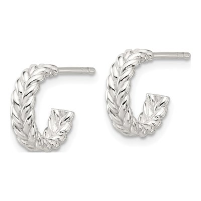 Sterling Silver 12mm Braided C- Hoop Earrings – view 3