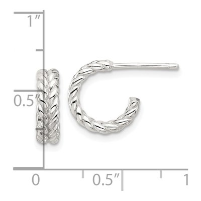 Sterling Silver 12mm Braided C- Hoop Earrings – view 5