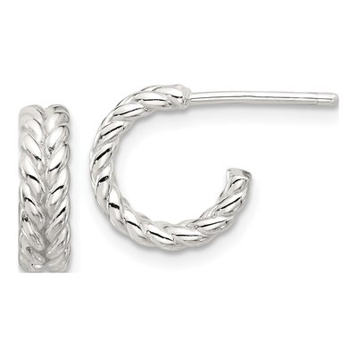 Sterling Silver 12mm Braided C- Hoop Earrings