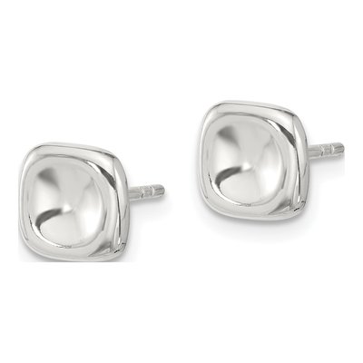 Sterling Silver Wavy Puff Square Stud Earrings – view 3