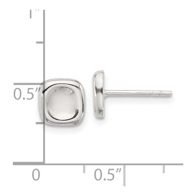 Sterling Silver Wavy Puff Square Stud Earrings – view 5