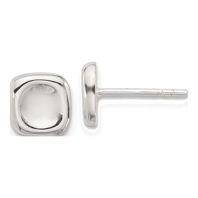 Sterling Silver Wavy Puff Square Stud Earrings