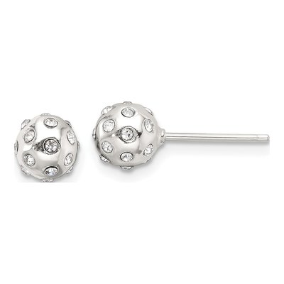 Sterling Silver Round CZ Ball Stud Earrings