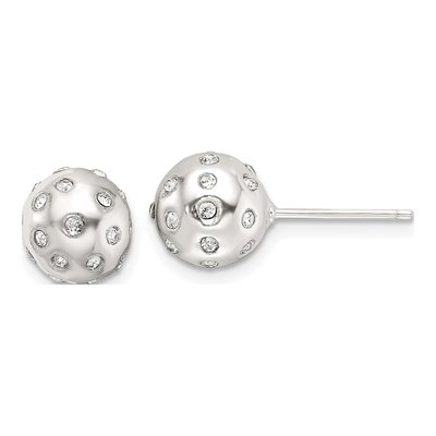 Sterling Silver Round CZ Ball Stud Earrings