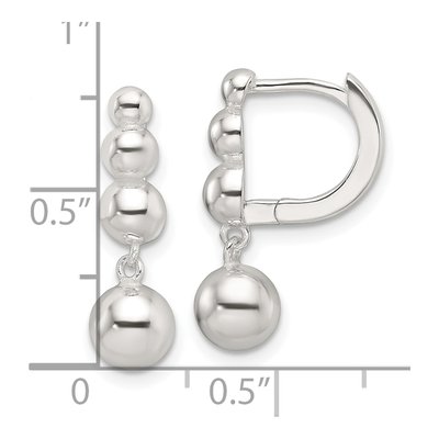 Sterling Silver 20mm Beaded Huggie Hoop Earrings – view 5