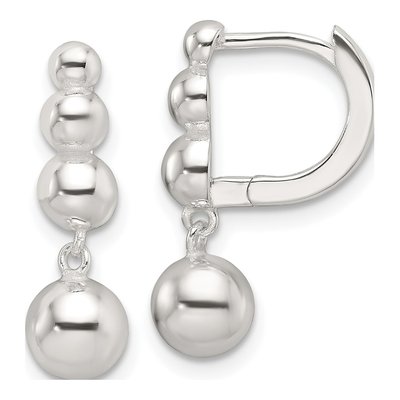 Sterling Silver 20mm Beaded Huggie Hoop Earrings