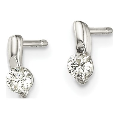 Sterling Silver 3mm Round CZ Stud Earrings – view 3