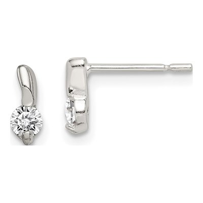 Sterling Silver 3mm Round CZ Stud Earrings