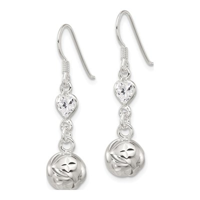 Sterling Silver CZ Knot Dangle Earrings, French Wire – view 3