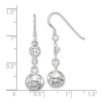 Sterling Silver CZ Knot Dangle Earrings, French Wire – view 5