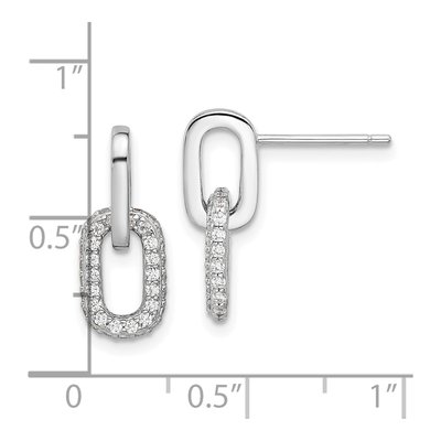 Sterling Silver CZ Pave Link Dangle Earrings – view 5