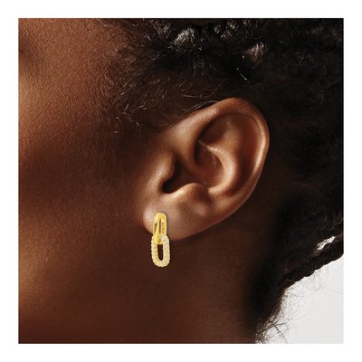 Gold-Plated Sterling Silver CZ Link Dangle Earrings – view 4