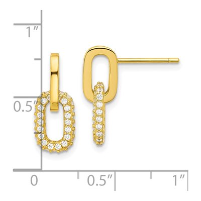Gold-Plated Sterling Silver CZ Link Dangle Earrings – view 5