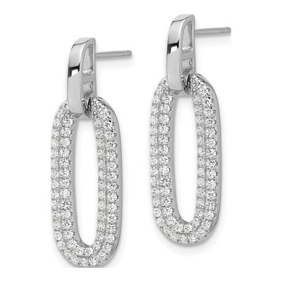 Sterling Silver CZ Pave Dangle Earrings – view 3