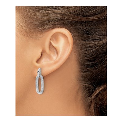 Sterling Silver CZ Pave Dangle Earrings – view 4