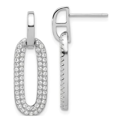 Sterling Silver CZ Pave Dangle Earrings