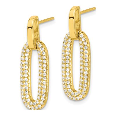 Gold-Plated Sterling Silver CZ Pave Dangle Earrings – view 3