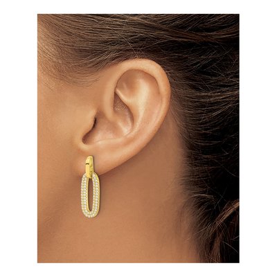 Gold-Plated Sterling Silver CZ Pave Dangle Earrings – view 4