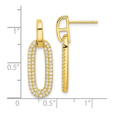 Gold-Plated Sterling Silver CZ Pave Dangle Earrings – view 5