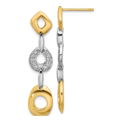 Gold-Plated Sterling Silver CZ Dangle Earrings