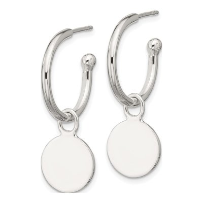Sterling Silver 33mm C- Disc Hoop Earrings – view 3