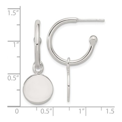 Sterling Silver 33mm C- Disc Hoop Earrings – view 5