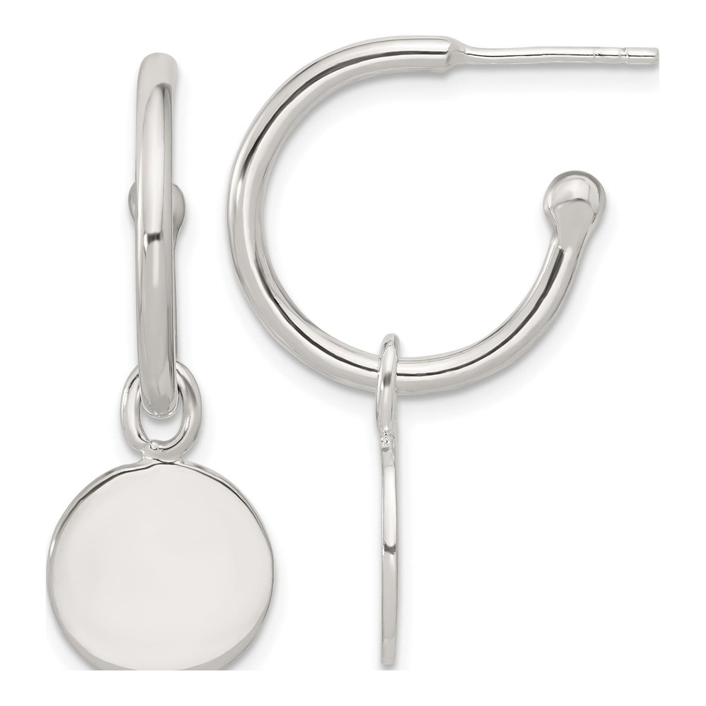 Sterling Silver 33mm C- Disc Hoop Earrings