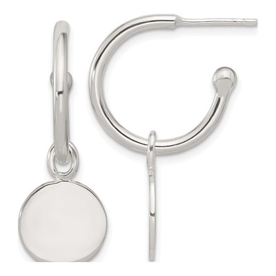 Sterling Silver 33mm C- Disc Hoop Earrings