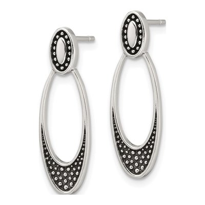 Sterling Silver Oval Dangle Earrings – view 3