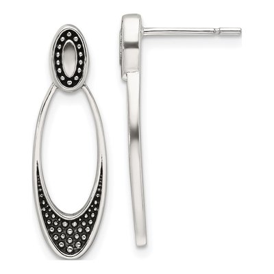 Sterling Silver Oval Dangle Earrings