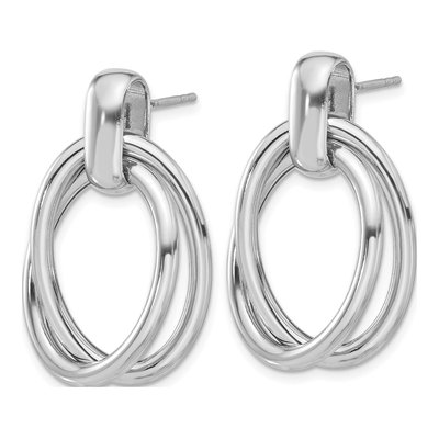Sterling Silver Double Link Dangle Earrings – view 3