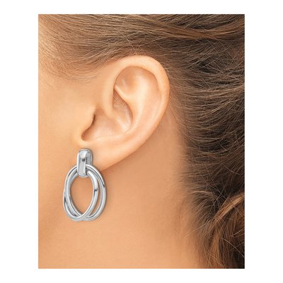 Sterling Silver Double Link Dangle Earrings – view 4