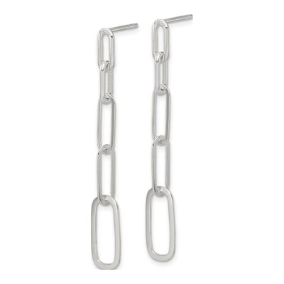 Sterling Silver Paperclip Link Dangle Earrings – view 3