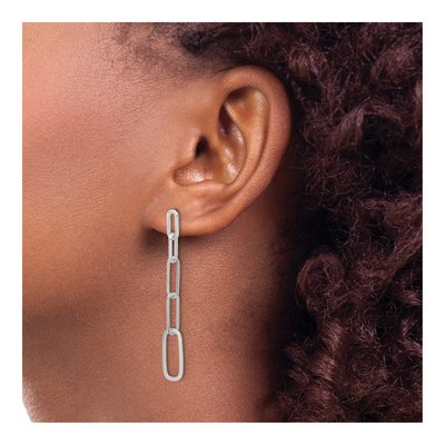Sterling Silver Paperclip Link Dangle Earrings – view 4