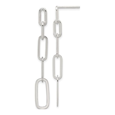 Sterling Silver Paperclip Link Dangle Earrings