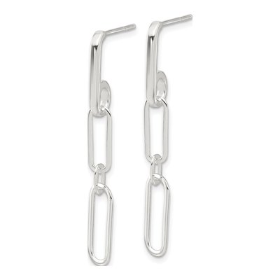 Sterling Silver Paperclip Link Dangle Earrings – view 3