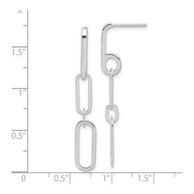 Sterling Silver Paperclip Link Dangle Earrings – view 5