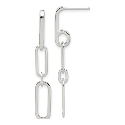 Sterling Silver Paperclip Link Dangle Earrings