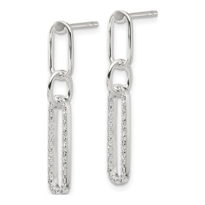 Sterling Silver CZ Dangle Earrings – view 3