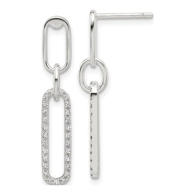 Sterling Silver CZ Dangle Earrings