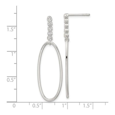 Sterling Silver CZ Oval Dangle Earrings – view 5