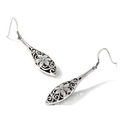 Sterling Silver Antiqued Floral Teardrop Dangle Earrings – view 6